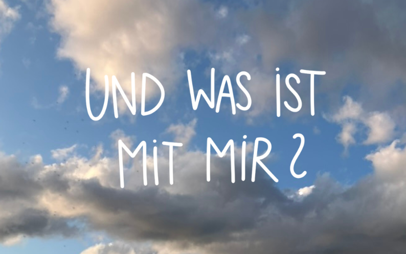 Blau-weißer Hintergrund mit Schrift